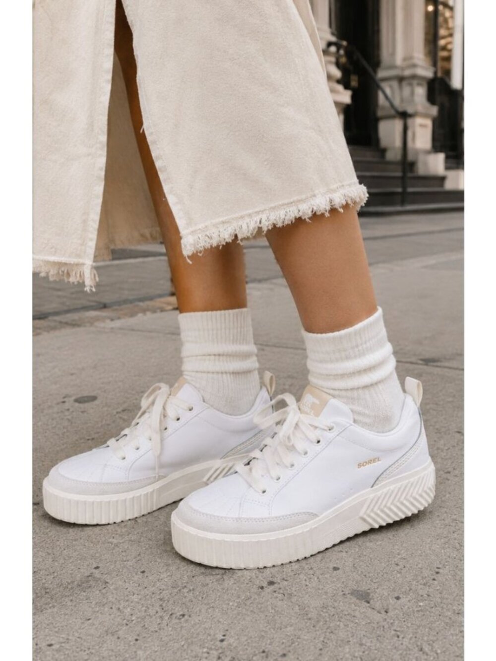 Sorel Ona Ave Low Sneakers Size 6.5 Sea Salt Bleached Ceramic Waterproof